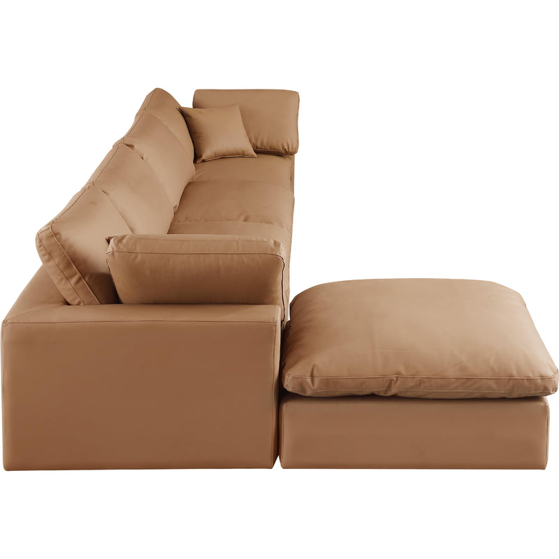 Meridian Comfy Cognac Vegan Leather Modular Sectional IMAGE 10