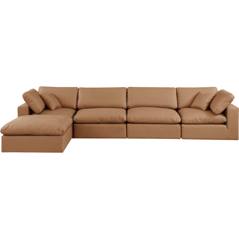 Meridian Comfy Cognac Vegan Leather Modular Sectional IMAGE 7