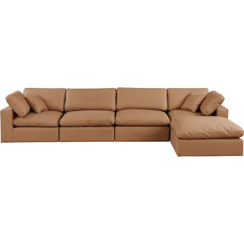 Meridian Comfy Cognac Vegan Leather Modular Sectional IMAGE 8