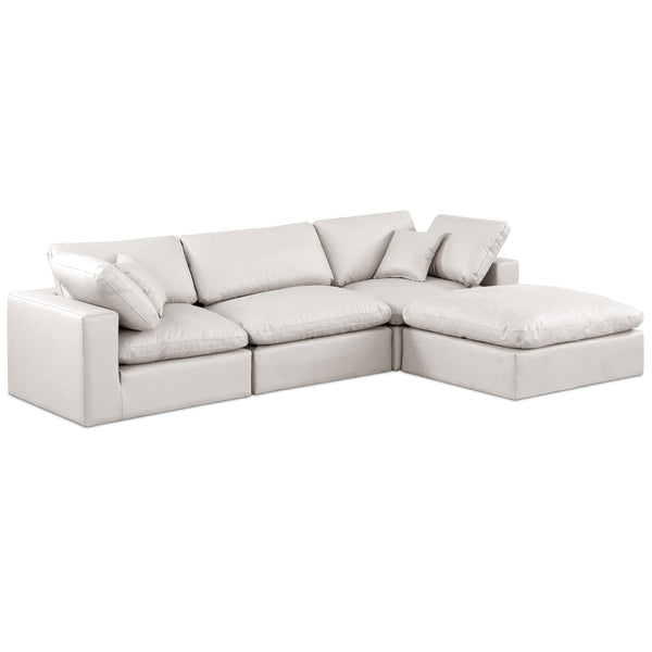 Meridian Comfy Cream Vegan Leather Modular Sectional IMAGE 1