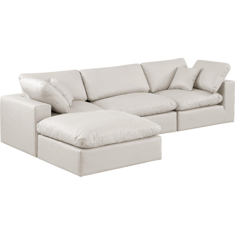 Meridian Comfy Cream Vegan Leather Modular Sectional IMAGE 2