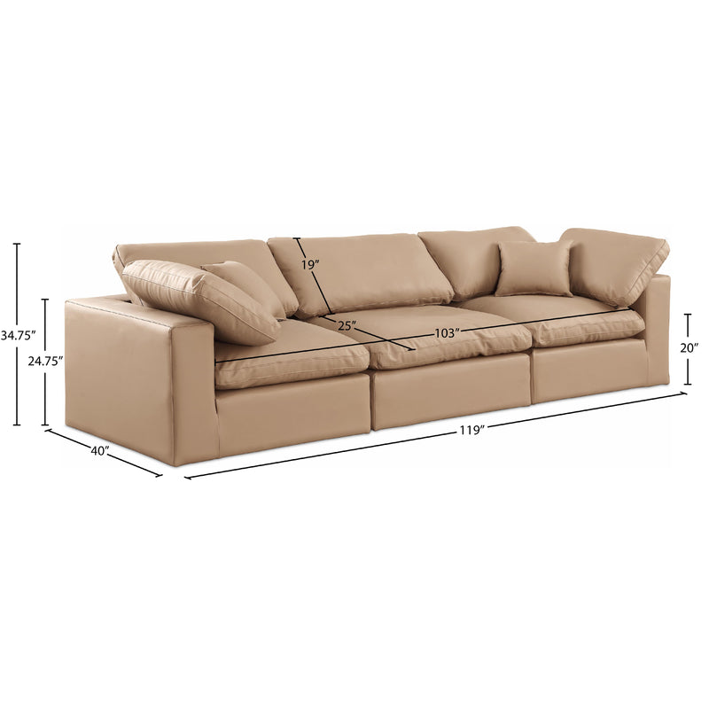 Meridian Comfy Tan Vegan Leather Modular Sofa IMAGE 8