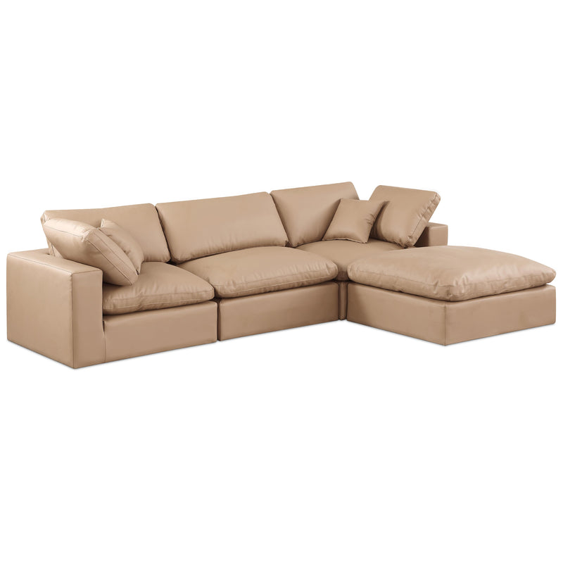 Meridian Comfy Tan Vegan Leather Modular Sectional IMAGE 1