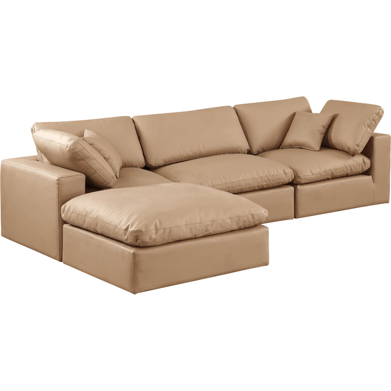 Meridian Comfy Tan Vegan Leather Modular Sectional IMAGE 2