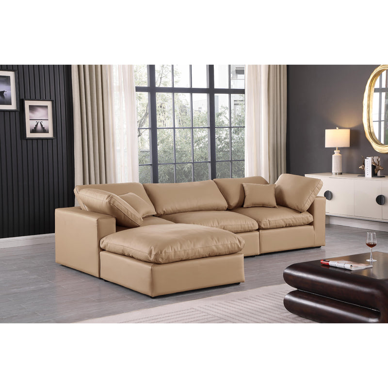 Meridian Comfy Tan Vegan Leather Modular Sectional IMAGE 3