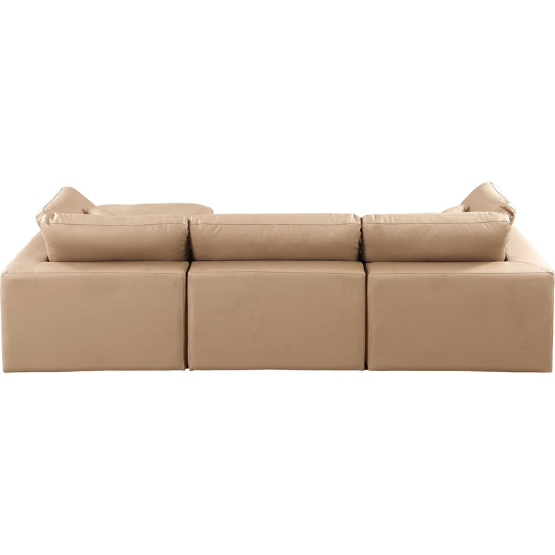 Meridian Comfy Tan Vegan Leather Modular Sectional IMAGE 4