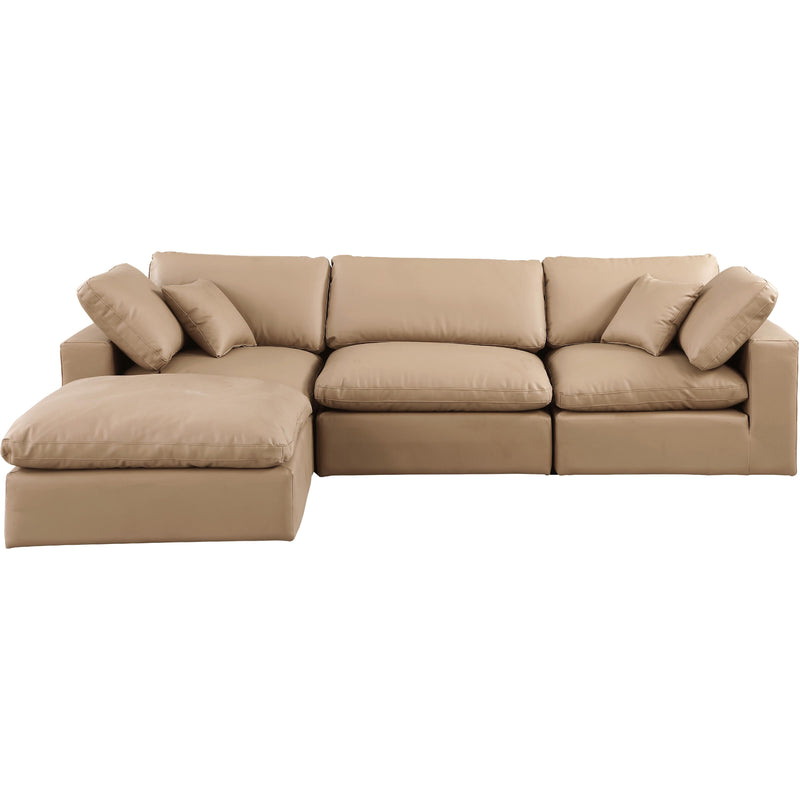 Meridian Comfy Tan Vegan Leather Modular Sectional IMAGE 6