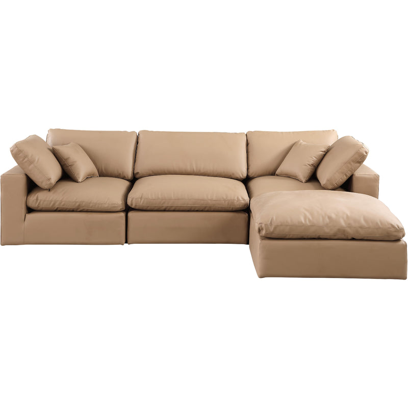 Meridian Comfy Tan Vegan Leather Modular Sectional IMAGE 7