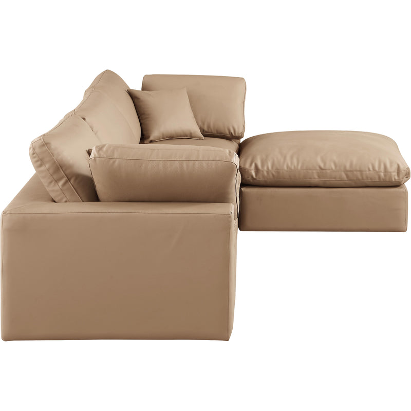 Meridian Comfy Tan Vegan Leather Modular Sectional IMAGE 8