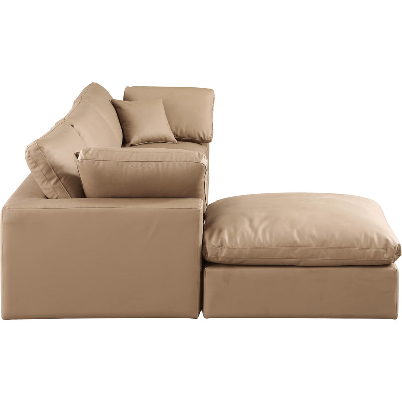 Meridian Comfy Tan Vegan Leather Modular Sectional IMAGE 9