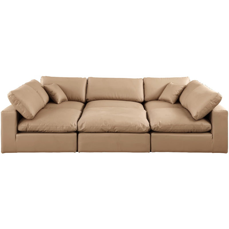 Meridian Comfy Tan Vegan Leather Modular Sectional IMAGE 4