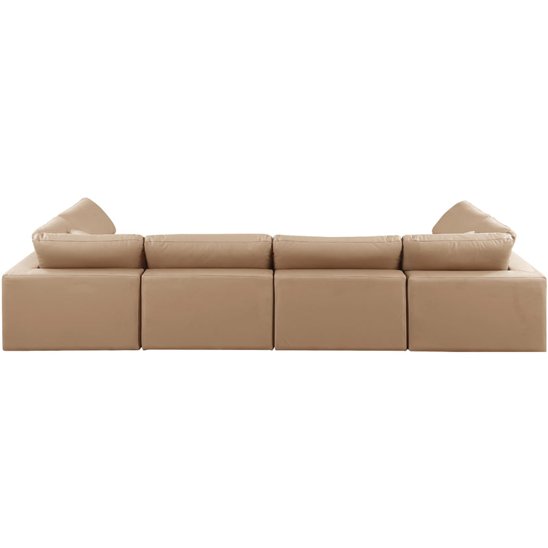 Meridian Comfy Tan Vegan Leather Modular Sectional IMAGE 3