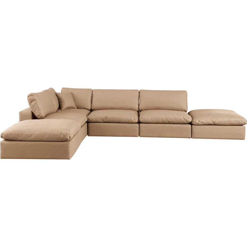 Meridian Comfy Tan Vegan Leather Modular Sectional IMAGE 4