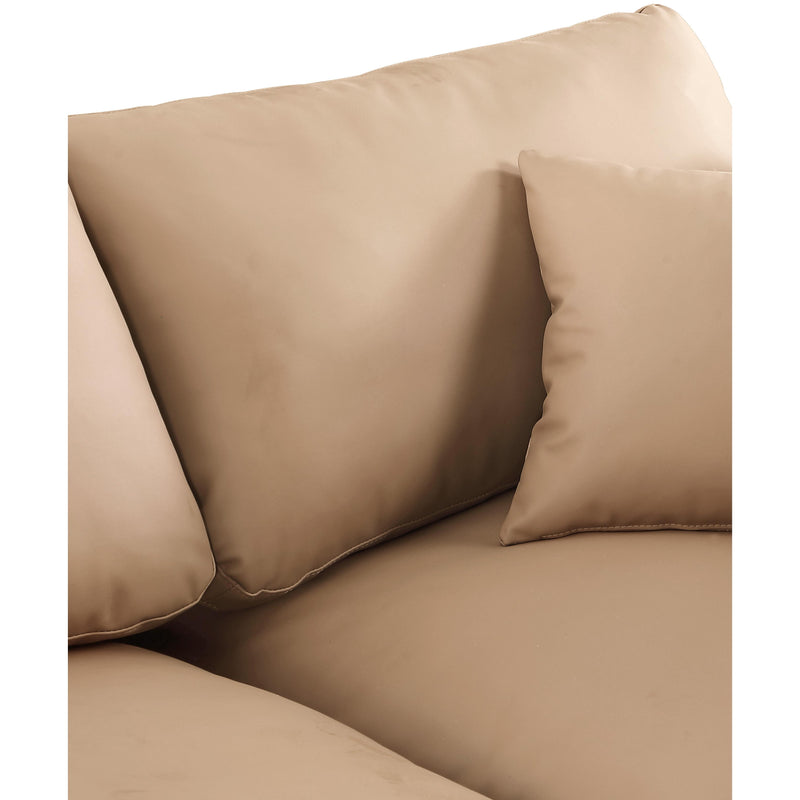 Meridian Comfy Tan Vegan Leather Modular Sectional IMAGE 8