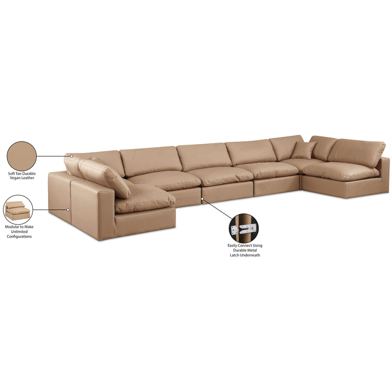 Meridian Comfy Tan Vegan Leather Modular Sectional IMAGE 11