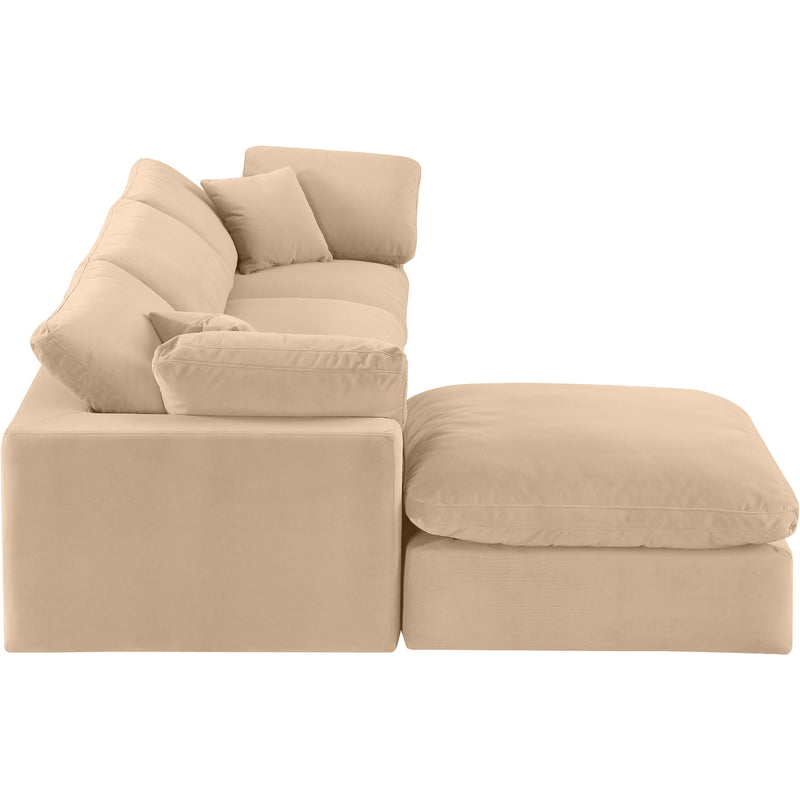 Meridian Comfy Beige Velvet Modular Sectional IMAGE 10