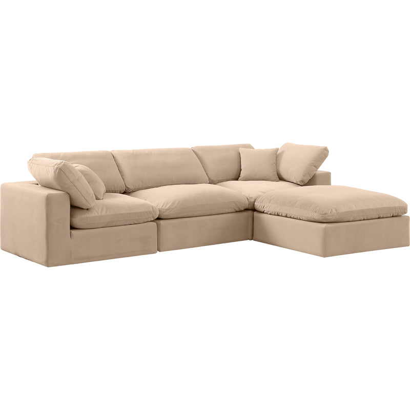 Meridian Comfy Beige Velvet Modular Sectional IMAGE 15