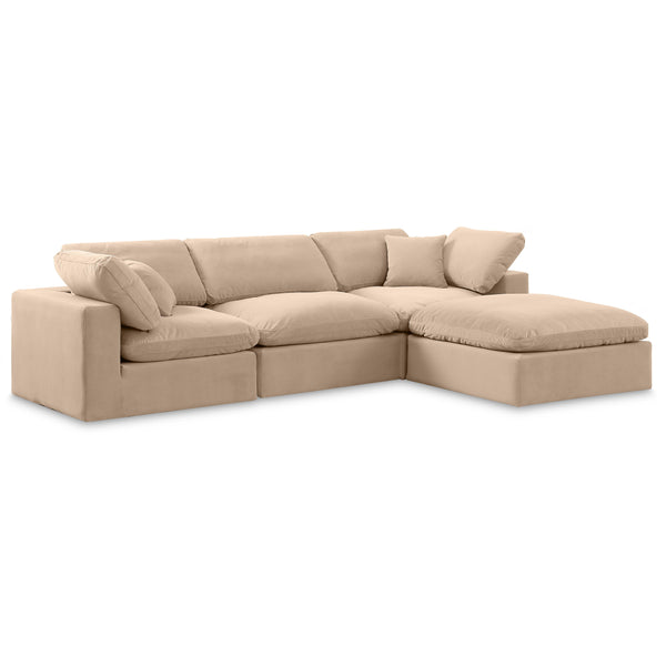 Meridian Comfy Beige Velvet Modular Sectional IMAGE 1