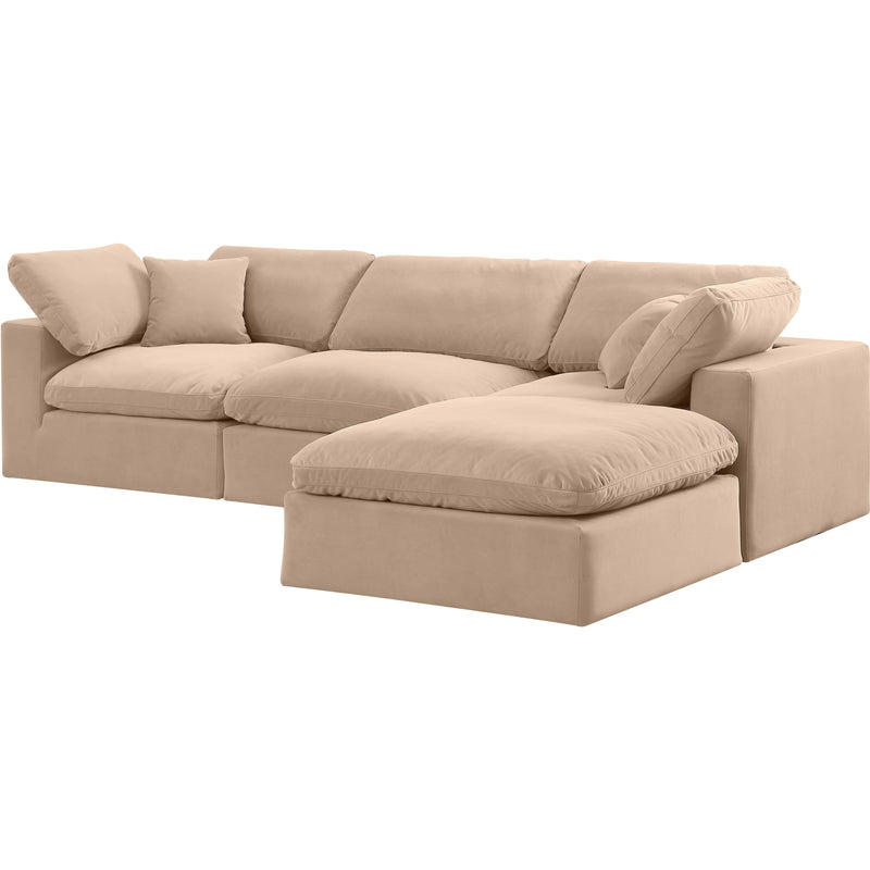 Meridian Comfy Beige Velvet Modular Sectional IMAGE 2