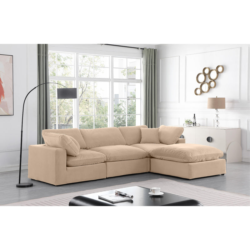 Meridian Comfy Beige Velvet Modular Sectional IMAGE 3