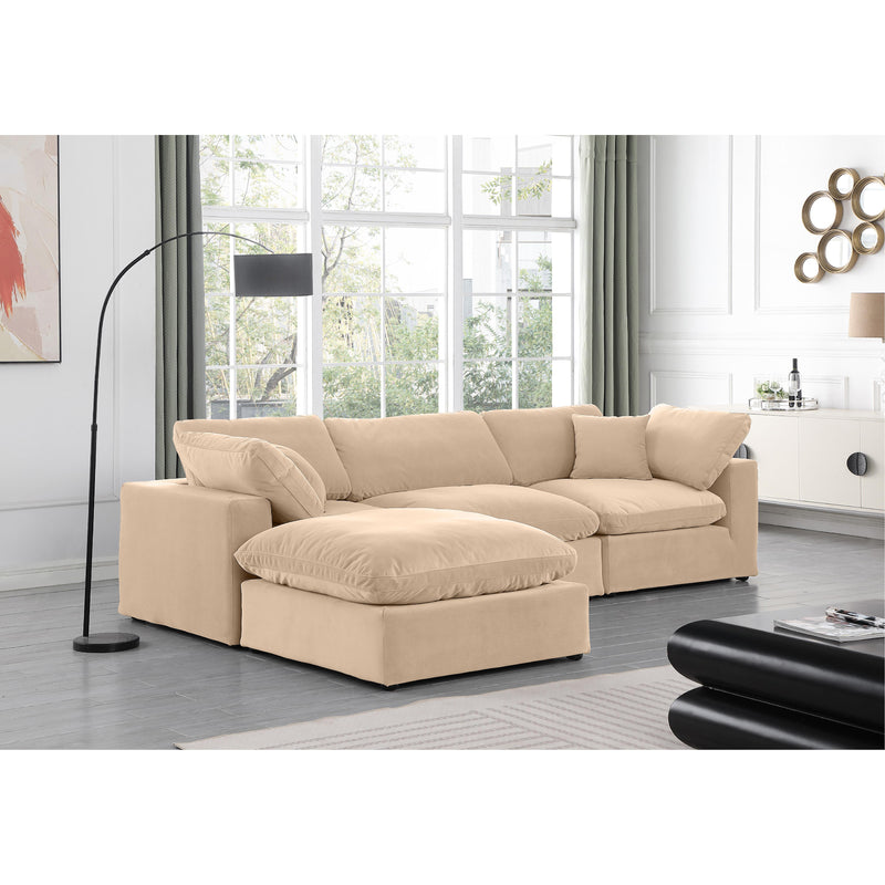 Meridian Comfy Beige Velvet Modular Sectional IMAGE 4