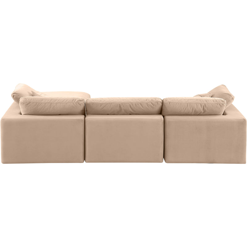 Meridian Comfy Beige Velvet Modular Sectional IMAGE 5