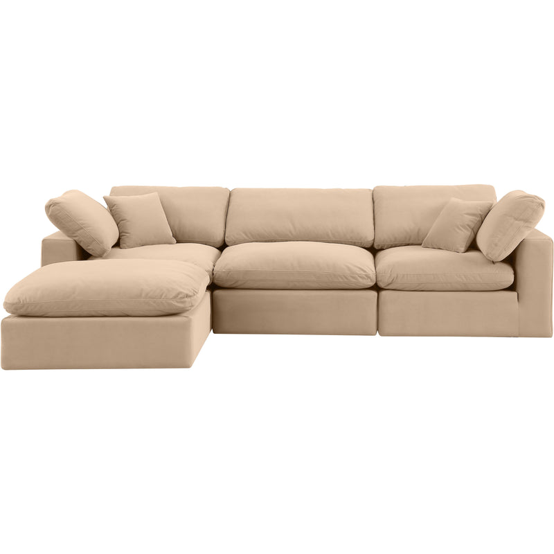 Meridian Comfy Beige Velvet Modular Sectional IMAGE 7