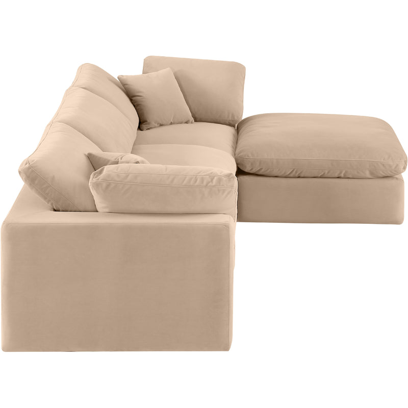 Meridian Comfy Beige Velvet Modular Sectional IMAGE 9