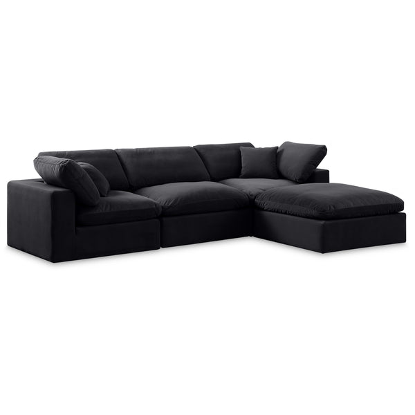 Meridian Comfy Black Velvet Modular Sectional IMAGE 1