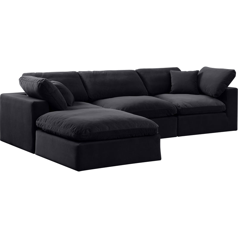 Meridian Comfy Black Velvet Modular Sectional IMAGE 2