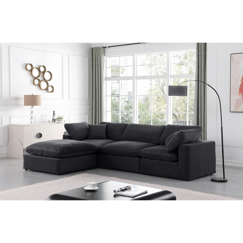 Meridian Comfy Black Velvet Modular Sectional IMAGE 3