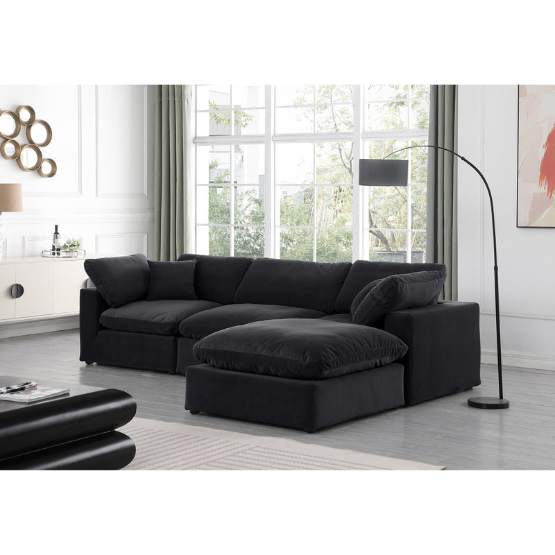 Meridian Comfy Black Velvet Modular Sectional IMAGE 4