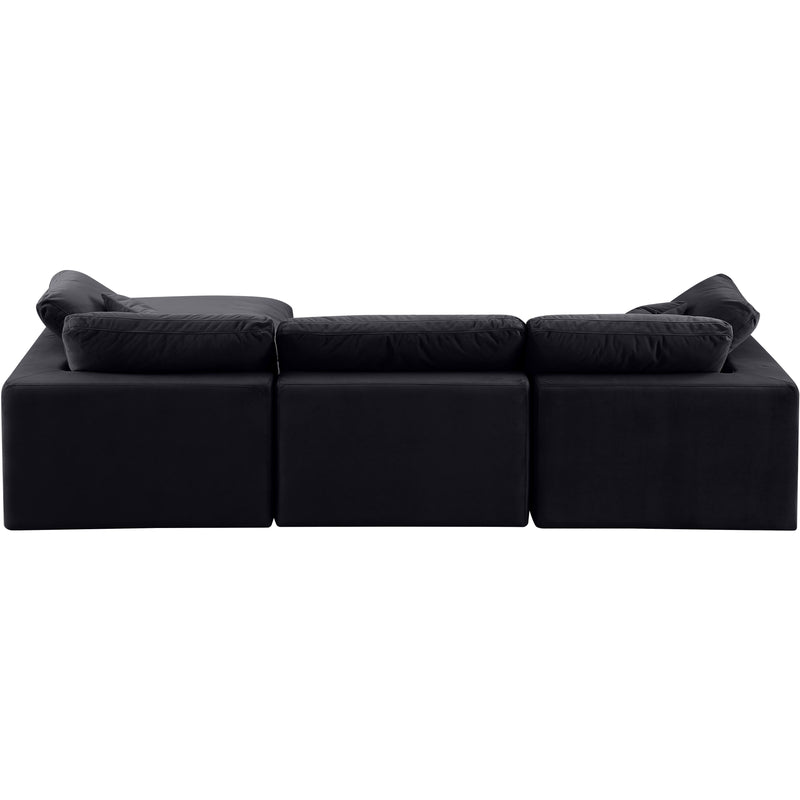 Meridian Comfy Black Velvet Modular Sectional IMAGE 5