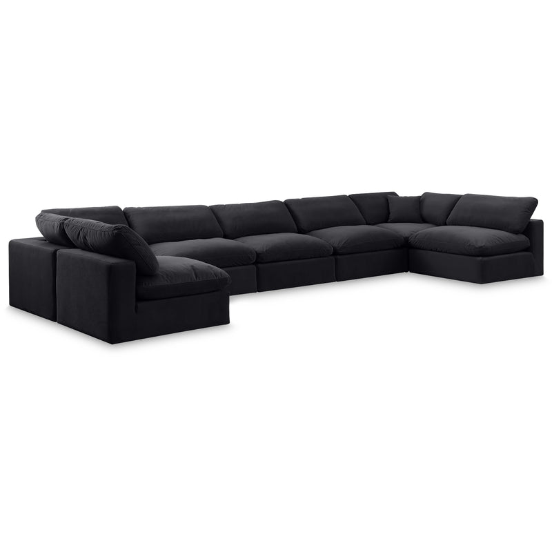 Meridian Comfy Black Velvet Modular Sectional IMAGE 1