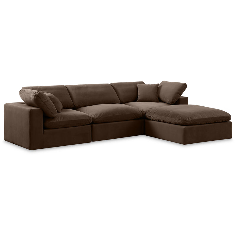 Meridian Comfy Brown Velvet Modular Sectional IMAGE 1