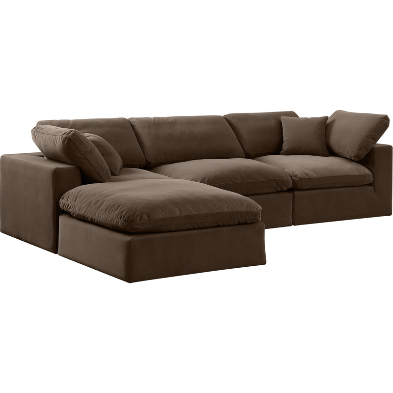 Meridian Comfy Brown Velvet Modular Sectional IMAGE 2