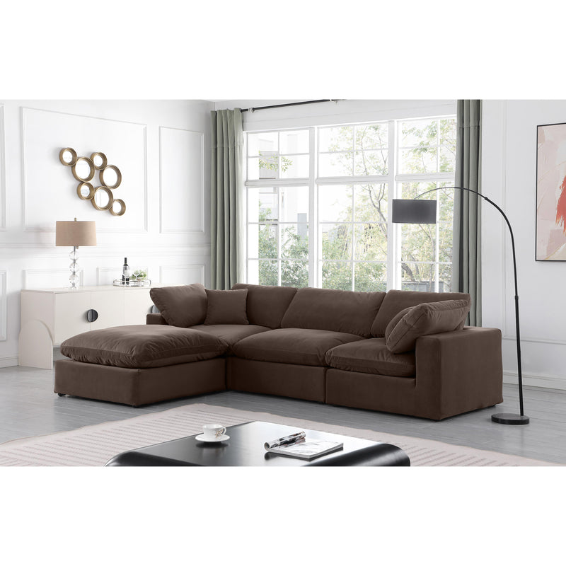 Meridian Comfy Brown Velvet Modular Sectional IMAGE 3