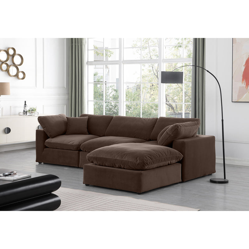 Meridian Comfy Brown Velvet Modular Sectional IMAGE 4