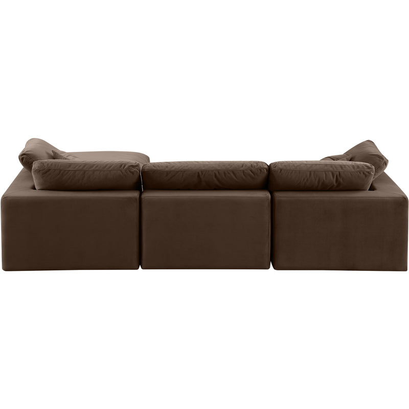 Meridian Comfy Brown Velvet Modular Sectional IMAGE 5