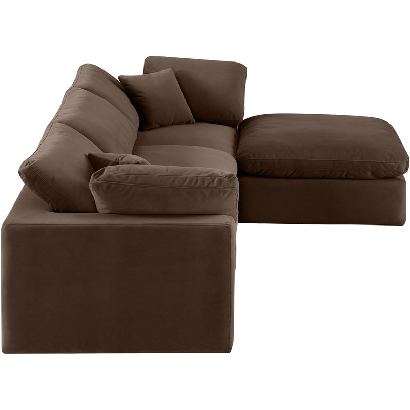 Meridian Comfy Brown Velvet Modular Sectional IMAGE 9