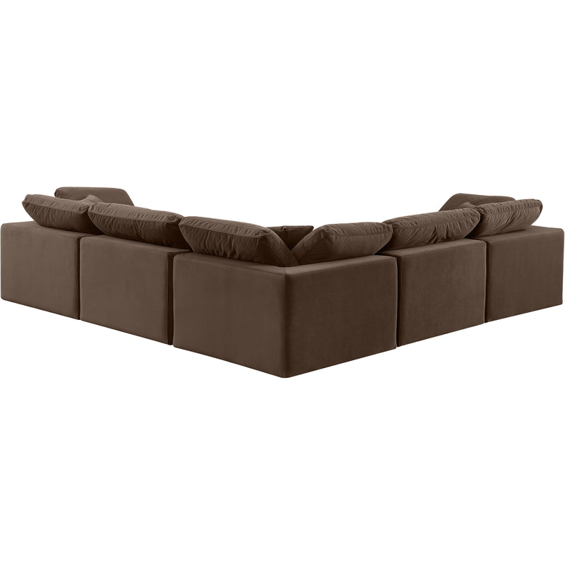 Meridian Comfy Brown Velvet Modular Sectional IMAGE 3