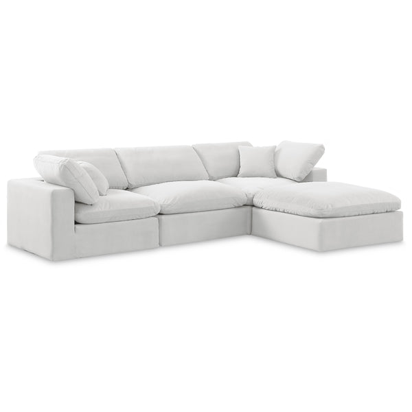 Meridian Comfy Cream Velvet Modular Sectional IMAGE 1