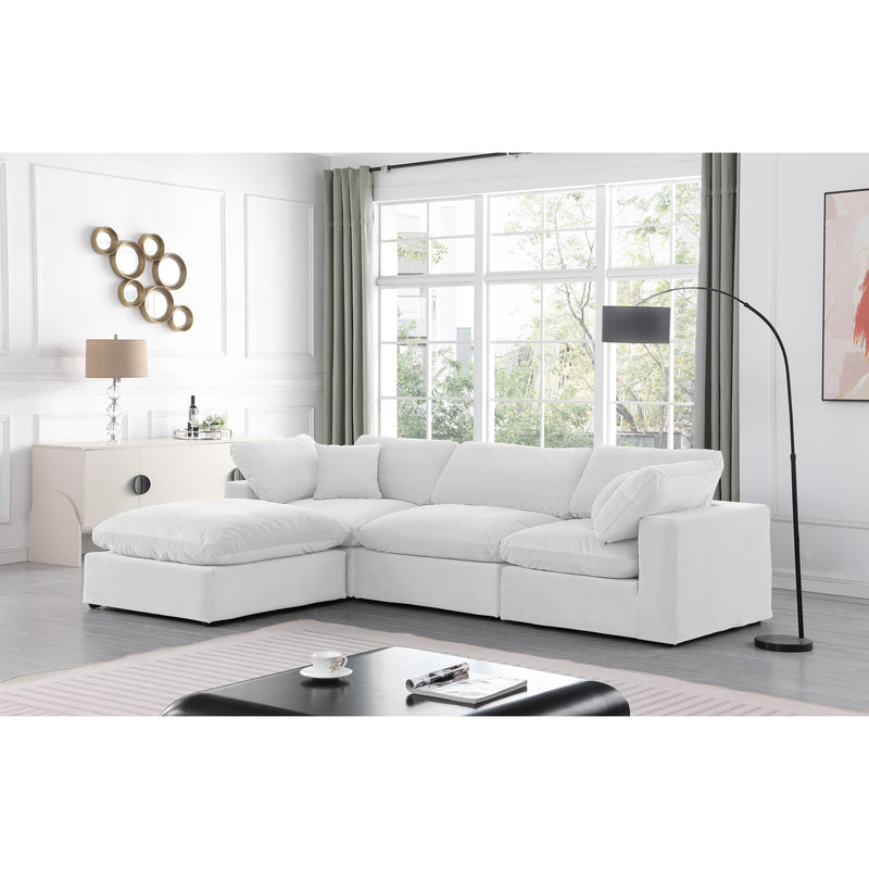 Meridian Comfy Cream Velvet Modular Sectional IMAGE 3