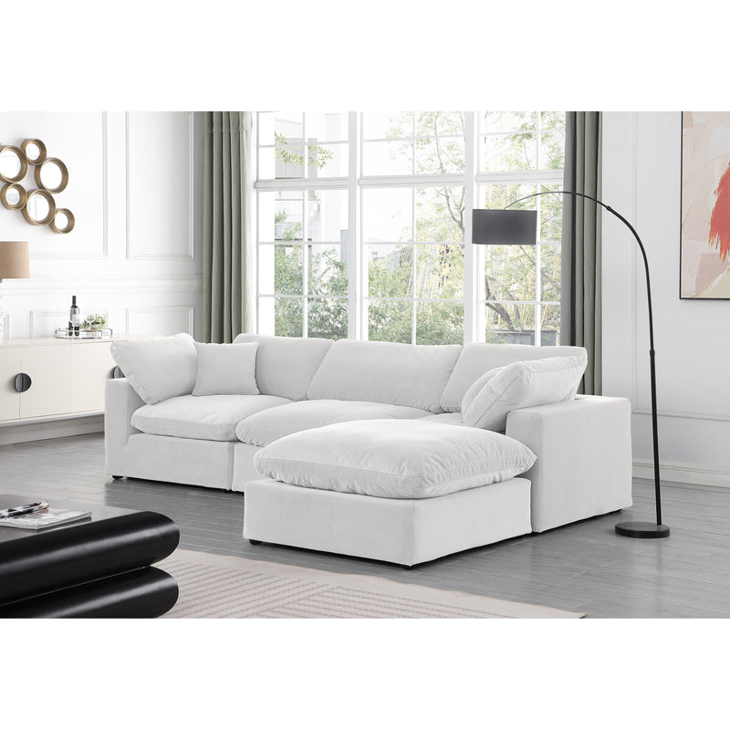 Meridian Comfy Cream Velvet Modular Sectional IMAGE 4