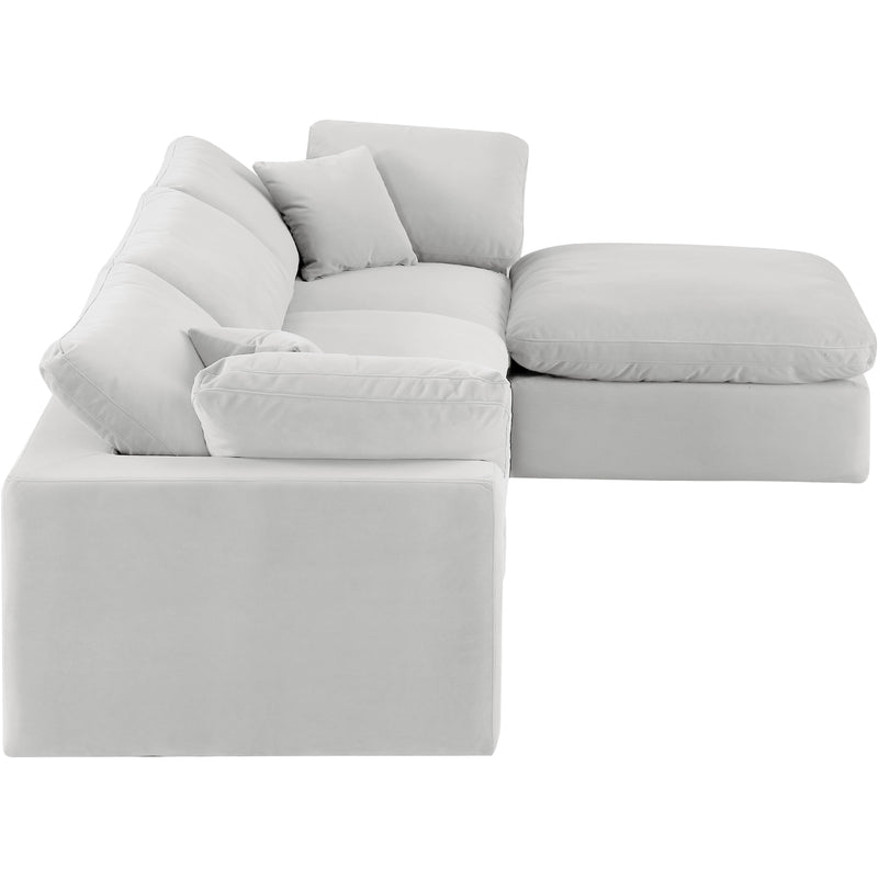 Meridian Comfy Cream Velvet Modular Sectional IMAGE 9