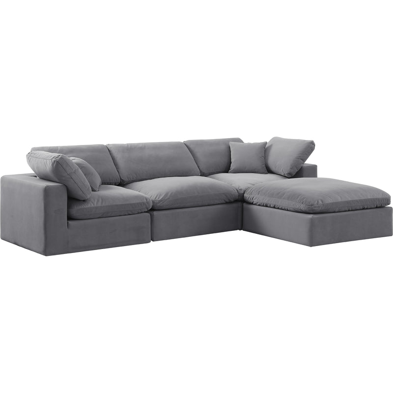 Meridian Comfy Grey Velvet Modular Sectional IMAGE 15