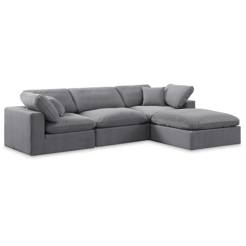 Meridian Comfy Grey Velvet Modular Sectional IMAGE 1