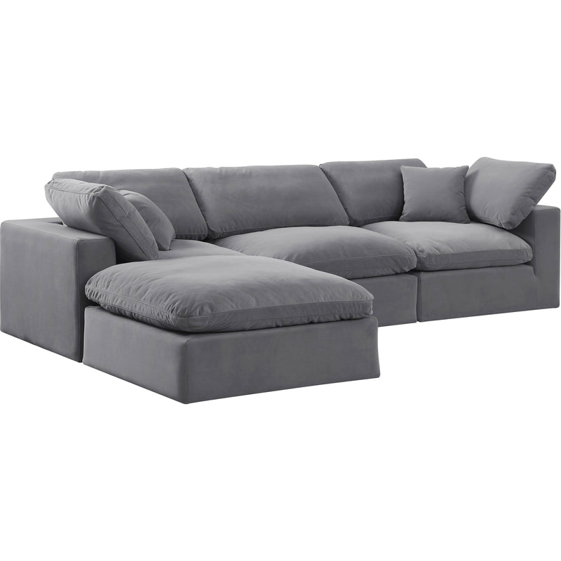 Meridian Comfy Grey Velvet Modular Sectional IMAGE 2