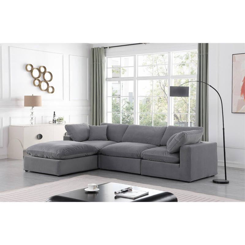 Meridian Comfy Grey Velvet Modular Sectional IMAGE 3