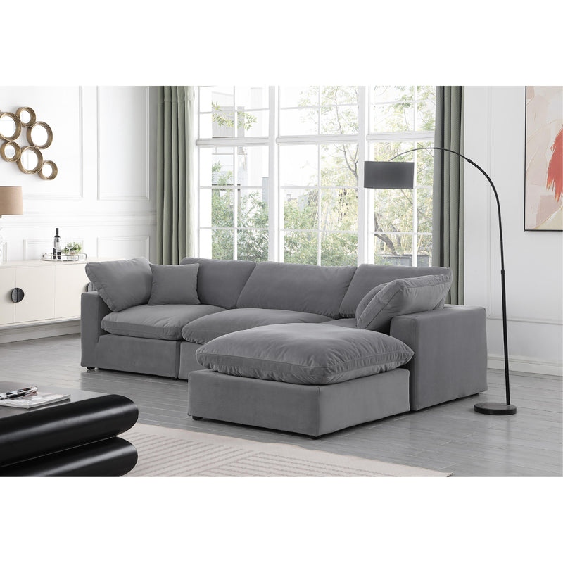 Meridian Comfy Grey Velvet Modular Sectional IMAGE 4